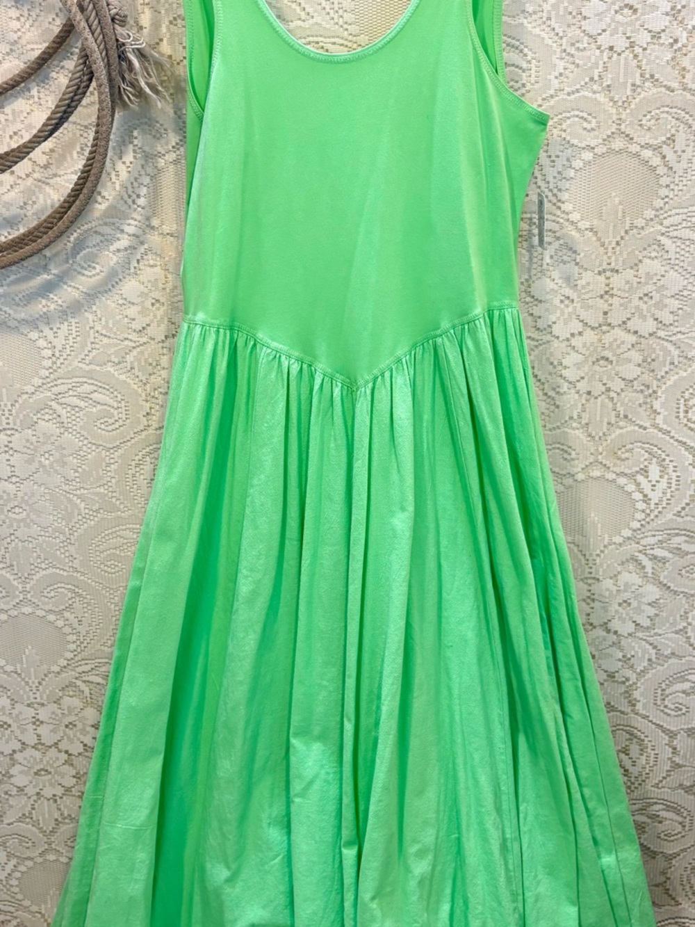 Free People Bright Green Sleeveless Twirl Dress